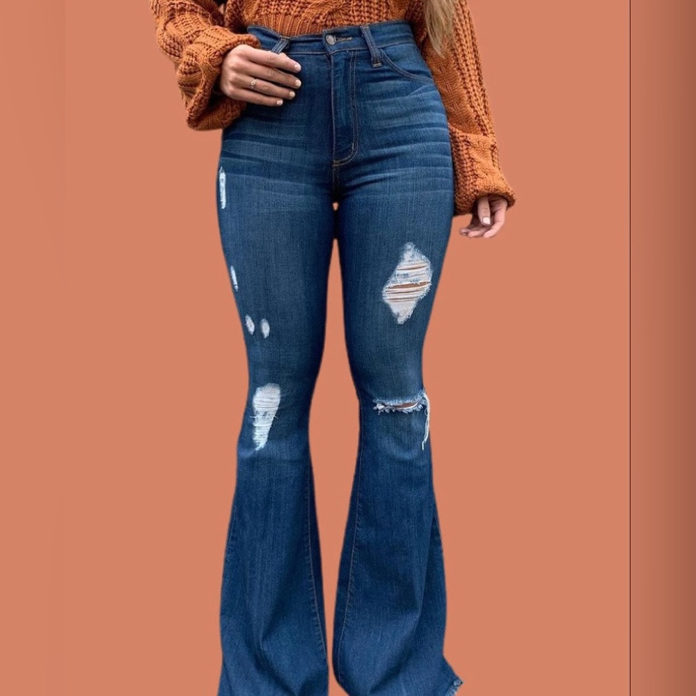SMALL - High Waist Flared Jeans